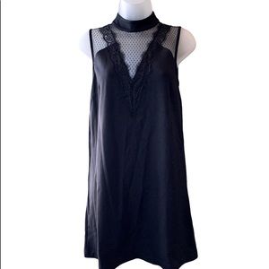 Express Dress Black Shift Party With Low Mesh Cutout Collar Deep V-Neck
XS T/P